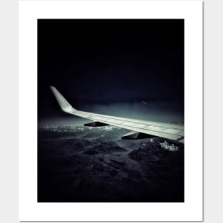 Black Dark Sky Plane Flight Posters and Art